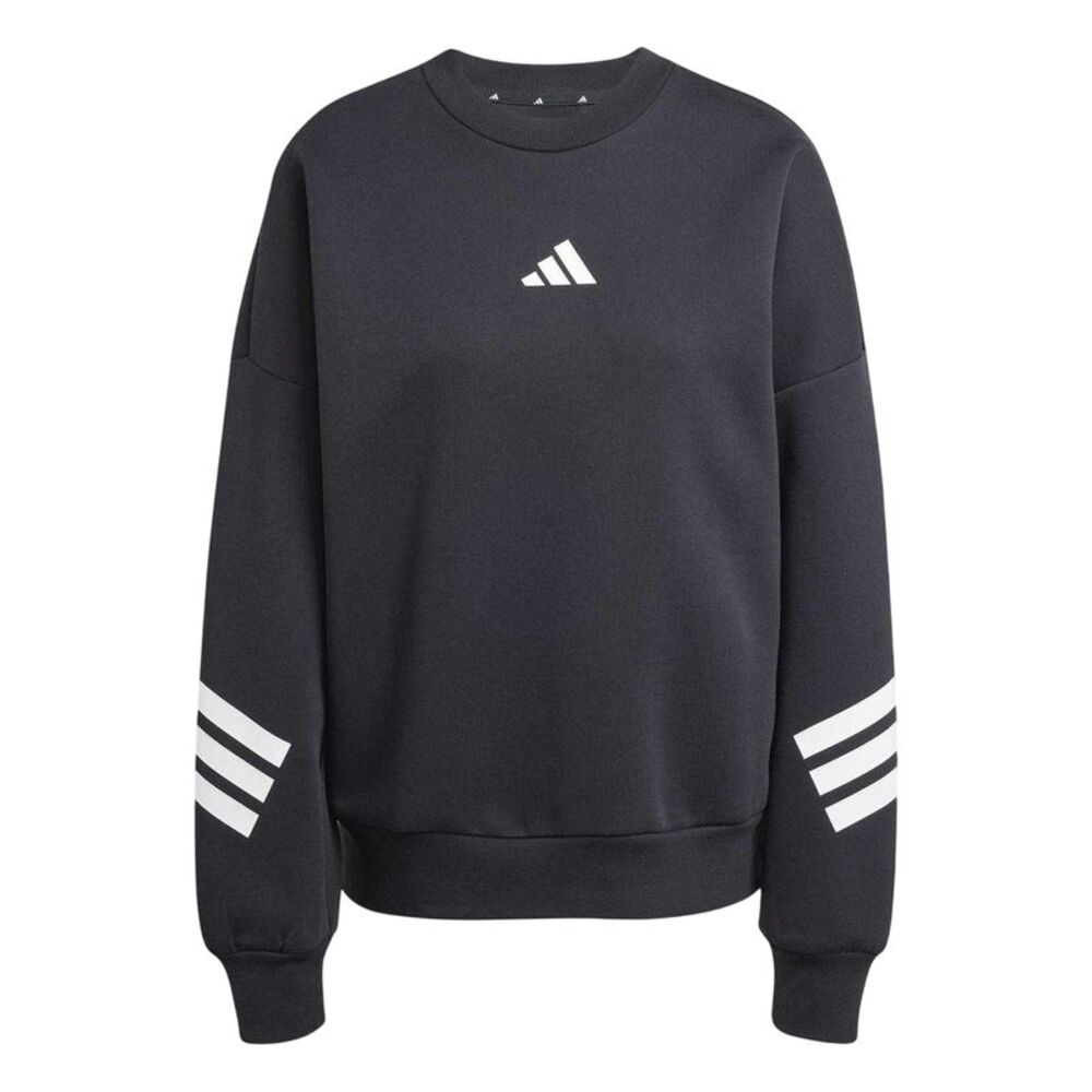 Adidas Womens/Ladies Stripes Crew Neck Oversized Sweatshirt / Black